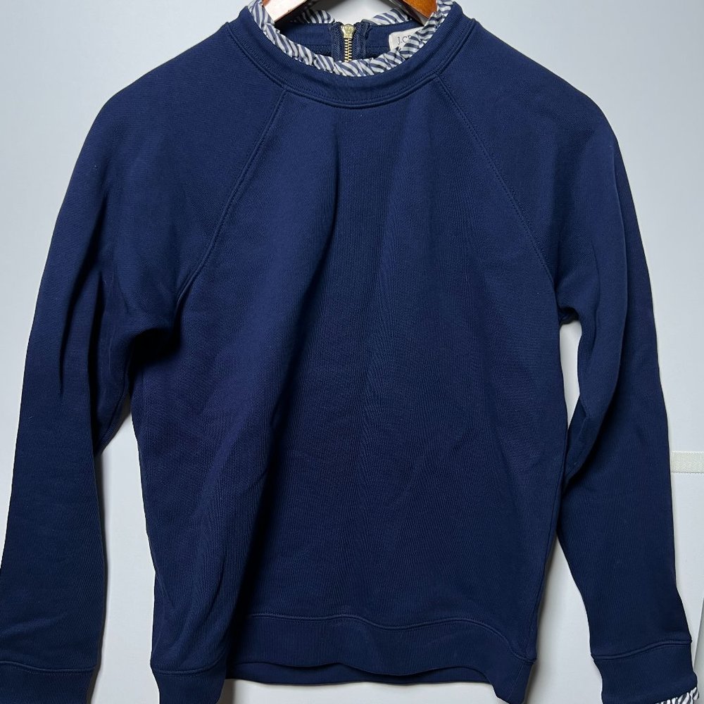 EUC J Crew Sweatshirt with neck and cuff detail